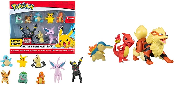 Pokémon Battle Figure 8-Pack & Pokemon Battle Figure, Fire Theme with 3 Pack Cyndaquil, Charmeleon, Arcanine - 4.5-inch Arcanine Figure, 3-inch Charmeleon Figure, 2-inch Cyndaquil