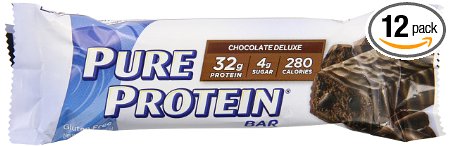Pure Protein High Protein Meal Replacement Bar, Chocolate Deluxe, 2.75-Ounce Bar, 12-Count