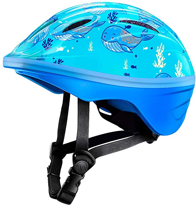 OutdoorMaster Toddler Bike Helmet - CPSC Certified Multi-Sport Adjustable Helmet for Children (Age 3-5), 14 Vents Safety & Fun Print Design for Kids Skating Cycling Scooter