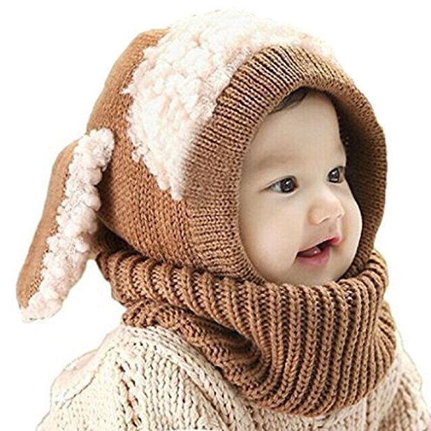Tusong Unisex Baby toddle Kids Winter Hat Scarf Earflap Hood Scarves Skull Caps