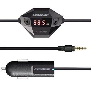Excelvan FM Transmitter Car Charger Adapter For BlackBerry /Sony / Samsung and mp3/mp4 Player