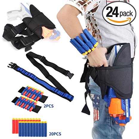 Holster Belt Kit for Nerf N-Strike Elite Series - Accessories Includes Holster Waist Bag, Bandolier Strap, 2 Pcs Wrist Ammo Holder, & 20 Refill Darts by Fury Strike