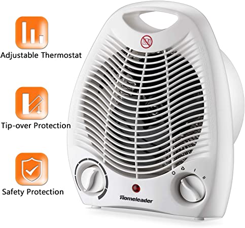 Homeleader Portable Fan Heater, 1500W Electric Space Heater for office, Ceramic Heater Small Space Heater with Thermostat