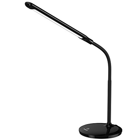 AUKEY LED Desk Lamp 6W Dimmable Bedside Lamp, 3 Brightness Levels with Auto Timer Adjustable Neck, Eye Protection Reading Lamp (LT-ST1, Black)