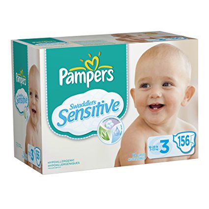 Pampers Swaddlers Sensitive Diapers Economy Pack Plus Size 3, 156 Count