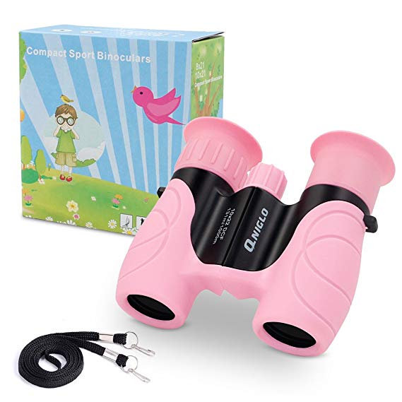 Binoculars for Kids Shock Proof 10x22 High Resolution Real Optics Outdoor Explore Toys for Kids Children Toys Gift for Kids (Pink)