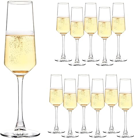 Glass Champagne Flutes Set of 12, 7.5oz Classic Champagne Glasses, Sparkling Wine Glass, Elegant Flutes for Wine Tasting, Anniversary and Wedding - Clear