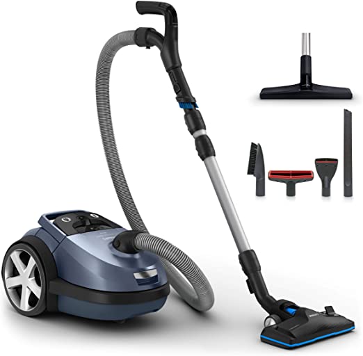 Philips Performer Silent Vacuum Cleaner with Bag, Allergy Filter Kit, 650 W, 4 Litres, 66 Decibels, Blue