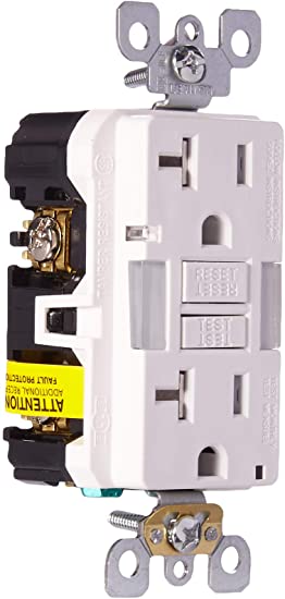 Leviton GFNL2-W Self-Test SmartlockPro Slim GFCI Tamper-Resistant Receptacle with Guidelight and LED Indicator, 20 Amp, White