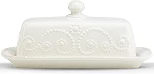 Lenox French Perle Covered Butter Dish, White -