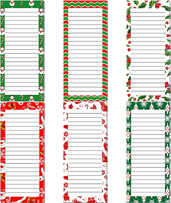 6 Pieces Christmas Magnetic to Do List Notepads Christmas Notepad Magnetic Paper Pad Grocery Shopping List Pad for Fridge Reminders Memo Pad Scratch Pad