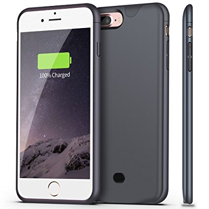 iPhone 8 Plus / 7 Plus Battery Case With Audio, Sgrice 4200mAH External Protective Battery Case for iPhone 7 Plus Battery charger Case [Ultra Slim] ( Support Lightning Headphones) [Gray]
