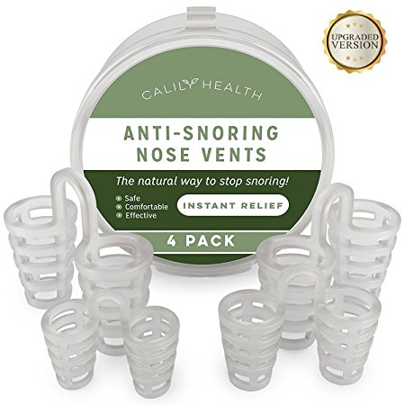 Calily Health Anti-Snoring Nose Vents – Instant, Natural and Safe Snore Relief – Pack of 4 / Stop Snoring Aid Solution - Natural, Fast and Simple [UPGRADED VERSION]