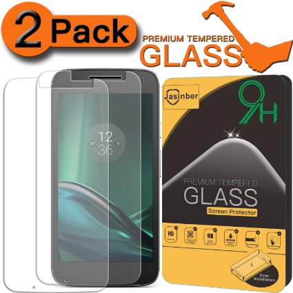 [2-Pack] Moto G4 Screen Protector, Jasinber [Tempered Glass] Screen Protector for Moto G (4th Generation) with 9H Hardness/Anti-Scratch/Anti-Fingerprint/Bubble Free