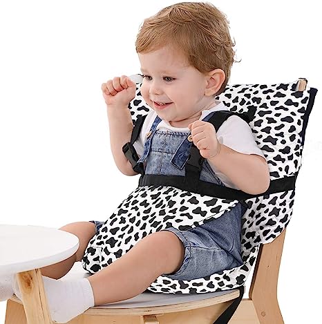 Vine Easy Seat Portable Travel High Chair | Adjustable, Safety, Washable | Toddler High Chair Seat Cover | Convenient Cloth Travel High Chair Fits in Your Handbag (White)