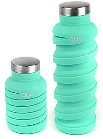 que Bottle | Designed for Travel and Outdoor. Collapsible Water Bottle - Food-Grade Silicone/BPA Free/Lightweight/Eco-Friendly - 12oz (Misty Mint)