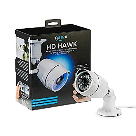 Geeni Hawk Outdoor Smart Wi-Fi Security Camera with Night Vision, Motion Alerts and IP66 Weatherproof, White
