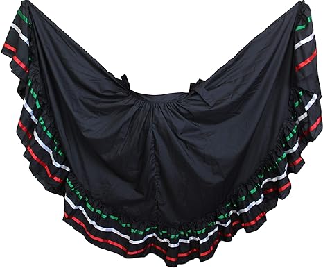 Trade MX Folkloric Mexican, Flamenco, Bomba y Plena and Belly Dance Skirts for Women and Girls (Choose Size and Color)