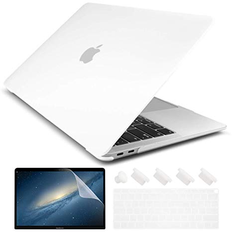 Dongke Smooth Matte Frosted Hard Shell Cover for MacBook Air 13 Inch with Retina Display fits Touch ID, Air 13 Inch Case 2019 2018 Release A1932 (Frost Transparent)