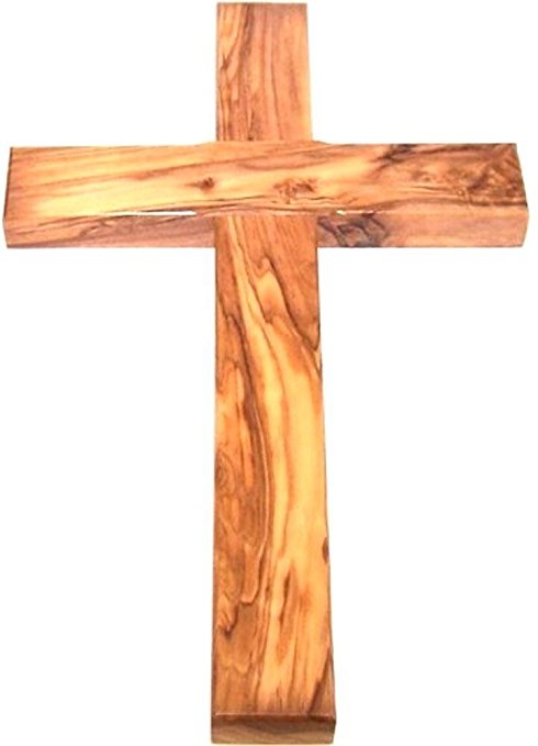 Olive wood Cross from Bethlehem with a Certificate and Lord prayer card (10 Inches)