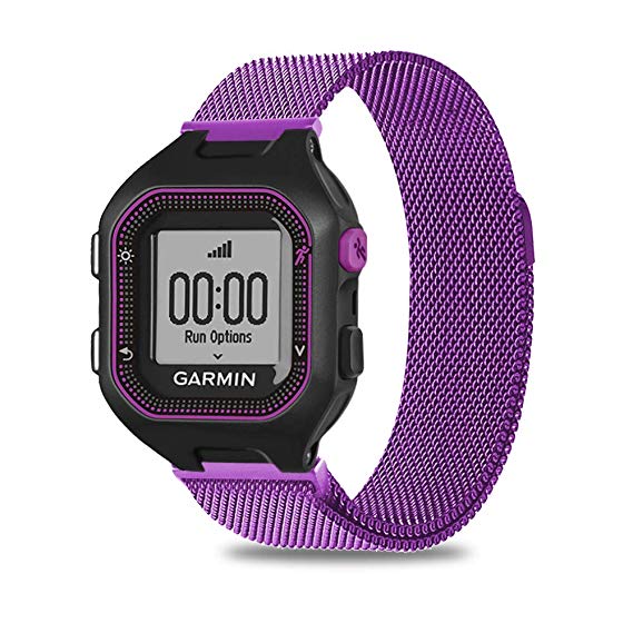 C2D JOY Milanese Loop Works with Garmin Forerunner 25 Band Replacement GPS Running Watch Steel Band with Custom Magnetic Closures - 3 Colors, Small/Large