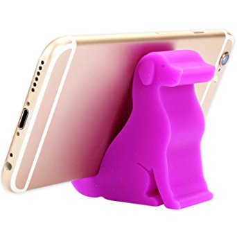 Comix Mini Puppy Dog Shape Cute Cell Phone Mounts Candy Color Creative Ipad Set Material of Silica Ge, Size:2.4" X 2.6" X 1.1", for Iphone Ipad Samsung Phone Tablet Plate Pc (Purple)