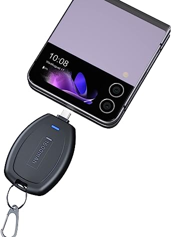 LCLEBM Keychain Portable Charger, 1600mAh Ultra Small Portable Power Pod Mini Phone Power Bank, Ultra-Compact and Fast Charging Emergency Power Pod (Android Type-C) Black