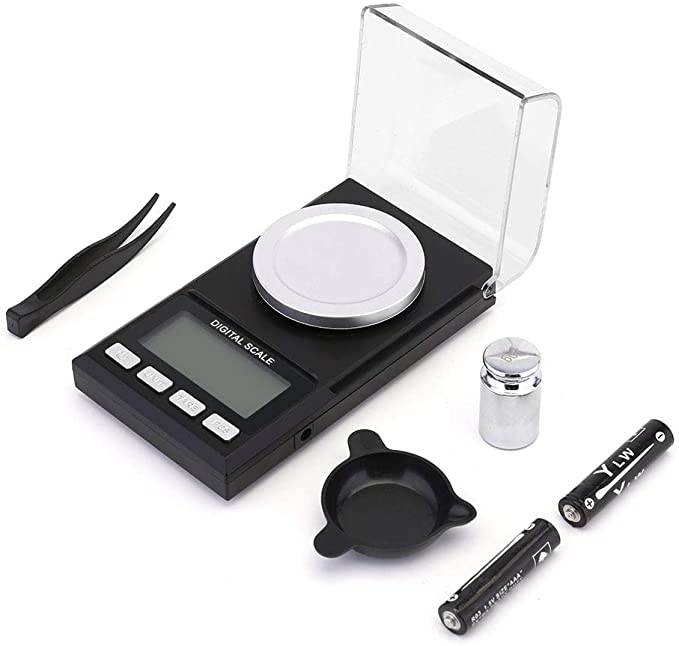 TBBSC High Precision 0.001gx50g Digital Milligram Pocket Scale,Electronic Weighing Scales for Jewelry Coins, Reload and Kitchen with USB Cable,Calibration Weights, Tweezers and Weighing Pans