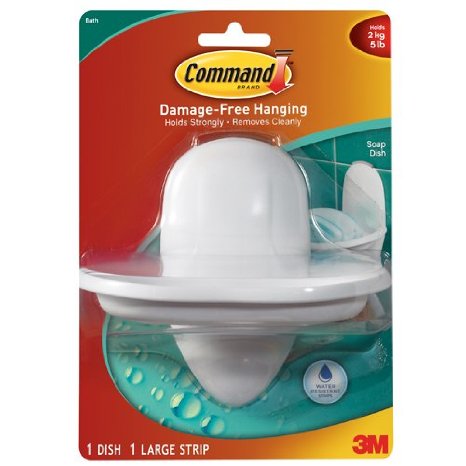 Command Soap Dish with Water-Resistant Strip, 1-Dish, 1-Strip