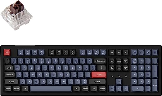 Keychron K10 Pro QMK/VIA Wireless Custom Mechanical Keyboard, Full Size Hot-swappable Programmable Macro with Gateron G Pro Brown Switch, PBT keycap, for Win/Mac/Linux System,RGB Backlit