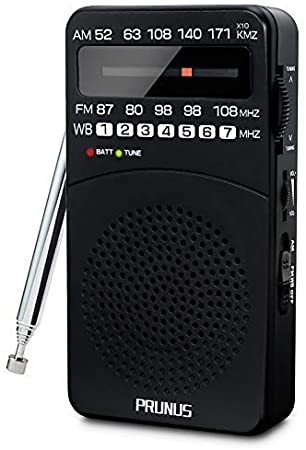 PRUNUS J-166 Portable Radio AM FM Pocket Radio NOAA Weather Radio AA Battery Operated