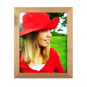8x10 inch Picture Frame Made of Solid Wood High Definition Glass for Table Top Display and Wall mounting photo frame Natural