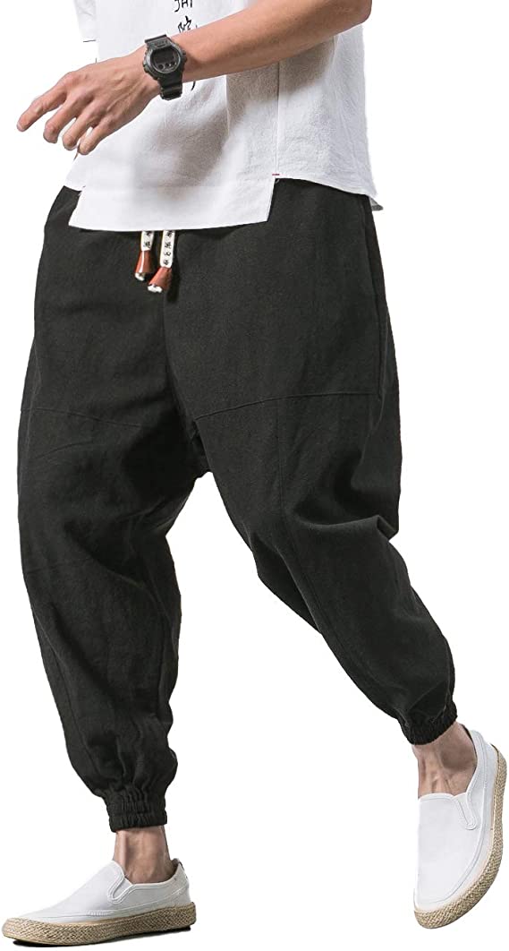 PRIJOUHE Men's Joggers, Sweatpants, Low Crotch Sweats Slim Fit Trousers Harem Hip Hop Pants