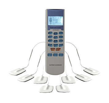 HealthmateForever 15 Modes 4 Outputs best Pain Relief POWERFUL TENS UNIT, ElectroTherapy Device, Electrical Impulse Massager 8 Pads on Body, Lifetime Warranty FDA cleared YK15AB Silver