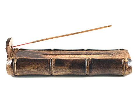 TREELANCE Bamboo Shape Incense Burner. Handmade Incense Holder With Storage Compartment. Premium Quality Organic Wooden Ash Catcher.