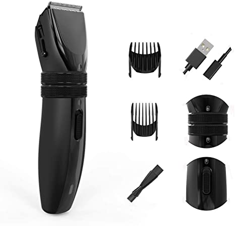 Hair Clippers for Men, Cordless Hair Trimmer with Adjustable Lengths and Self-Sharpening Stainless Steel Blades, USB Rechargeable Head Shaver for Home use with Low Noise and Detachable Blades(Black)…