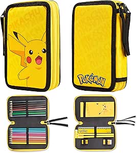 Pokemon Pencil Case for Boys, Pikachu Filled Pencil Case Stationery Set