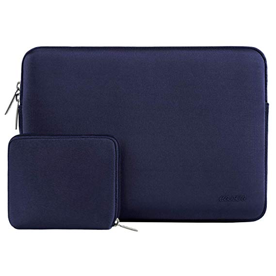 MOSISO Laptop Sleeve Bag Compatible 15 Inch MacBook Pro with Touch Bar A1990 & A1707 2018 2017 2016 with Small Case, 14 Inch ThinkPad Chromebook, Water Repellent Neoprene Tablet Cover, Navy Blue