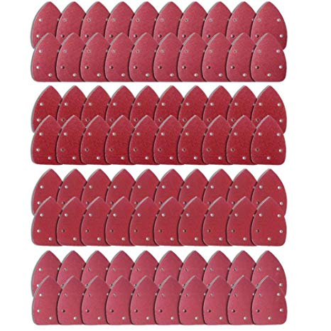 AUSTOR 80 Pieces Mouse Detail Sander Sandpaper Sanding Paper Hook and Loop Assorted 60/80/ 120/240 Grits