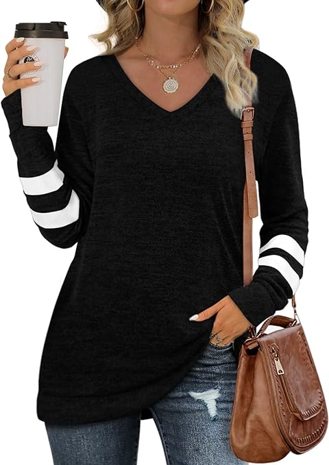 Aokosor Sweatshirts for Women Long Sleeve V Neck Sweaters Tunic Tops for Leggings