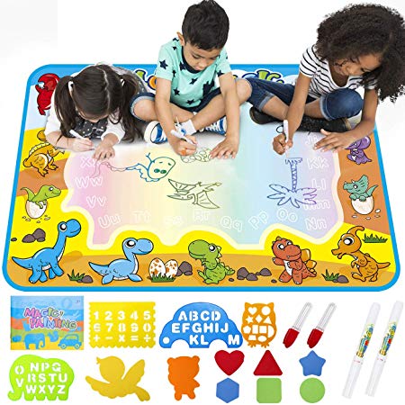 Large AquaDoodle Drawing Mat for Kids - Free to Fly Painting Writing Doodle Board Toy Color Aqua Magic Mat Bring Magic Pens Educational Travel Toys Gift for Boys Girls Toddlers Age 2 3 4 5 6