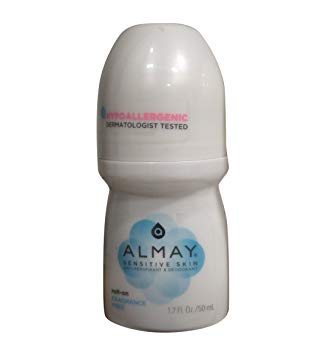 Almay Anti-Perspirant & Deodorant, Sensitive Skin, Roll-On, Fragrance Free 1.7 oz (Pack of 6)
