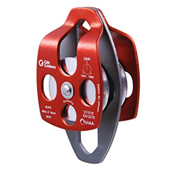 GM CLIMBING 32kN UIAA Certified Large Rescue Pulley Single / Double Sheave with Swing Plate CE / UIAA
