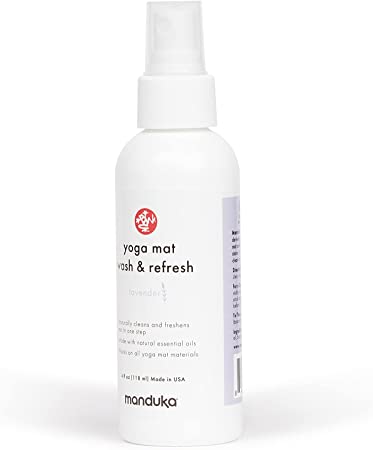 Manduka Yoga Mat Wash and Refresh – 100% Natural Essential Oil Yoga Mat Cleaning Spray, Fitness Equipment and Gym Accessories Cleaner, Non-irritating, Pet Friendly