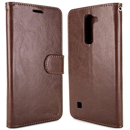 LG Stylo 2 Plus Wallet Case, LG Stylus 2 Plus Wallet Case, CoverON® [CarryAll Series] Premium Synthetic Leather Flip Folio Card Holder Slim Phone Cover Case for LG Stylus 2 Plus / Stylo 2 Plus - Brown