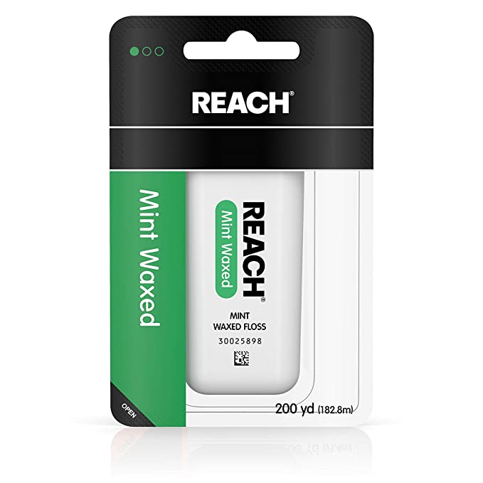 Reach Waxed Dental Floss for Plaque and Food Removal, Refreshing Mint Flavor, 200 Yards