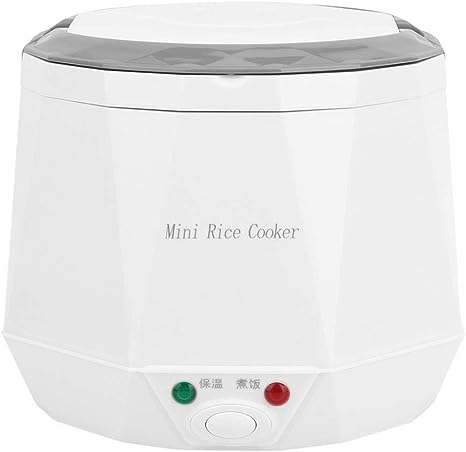 Rice Cooker, Household 1.6L Mini Portable Electric Rice Cooker Rice Cooking Tool for 12V Car Use White