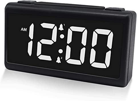 Digital Alarm Clock for Bedroom with Dual Alarm, 12/24 Hour, USB Charging Port, Dimmer, Snooze and Large Numbers
