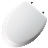 Mayfair 113CP 000 Soft Toilet Seat with Molded Wood Core and Chrome Hinges Elongated White