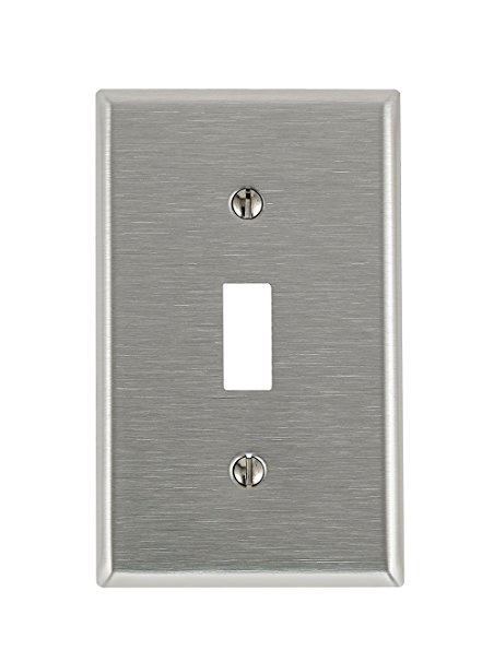 Leviton 84001 1-Gang Toggle Device Switch Wallplate, Standard Size, Device Mount, Stainless Steel